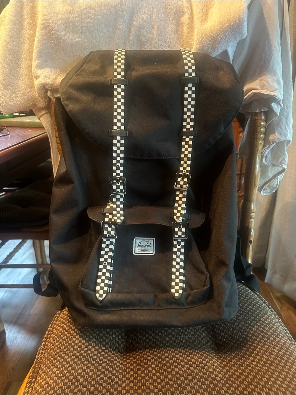 Herschel Supply Company Black Backpack with Checkered Straps